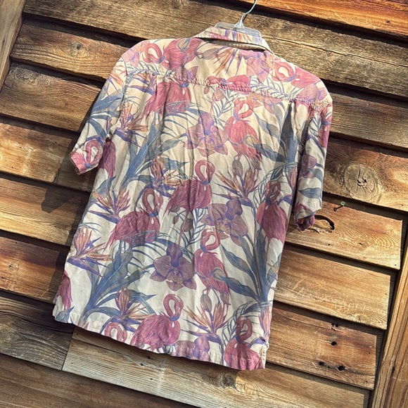 Super massive flamingo Hawaiian Floral Short Sleeve Button-Up Shirt - Picture 6 of 6